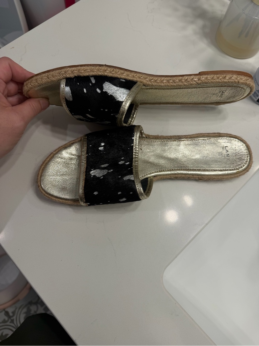 Lane Black & Silver Slide Sandals - Picture 5 of 6